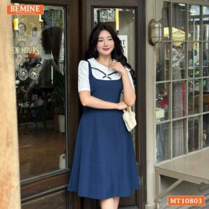 Đầm thiết kế BEMINE cổ giả yếm dáng chữ A MT10803