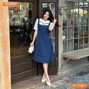 Đầm thiết kế BEMINE cổ giả yếm dáng chữ A MT10803