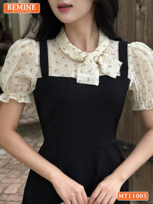 Đầm thiết kế BEMINE cổ kiểu phối giả yếm MT11005