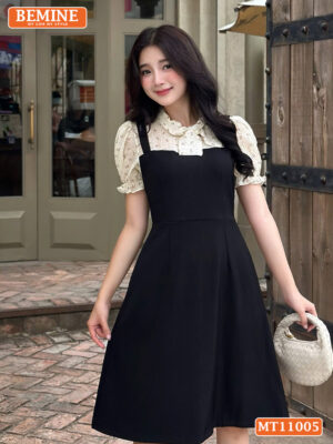 Đầm thiết kế BEMINE cổ kiểu phối giả yếm MT11005