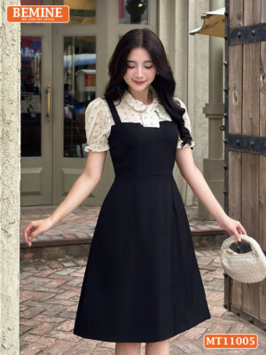 Đầm thiết kế BEMINE cổ kiểu phối giả yếm MT11005
