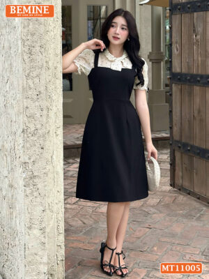 Đầm thiết kế BEMINE cổ kiểu phối giả yếm MT11005