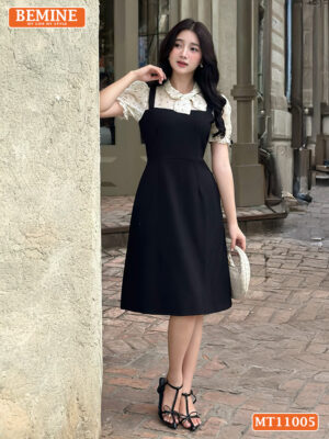 Đầm thiết kế BEMINE cổ kiểu phối giả yếm MT11005