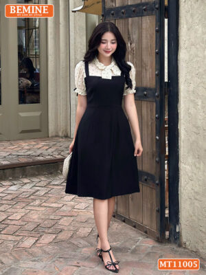 Đầm thiết kế BEMINE cổ kiểu phối giả yếm MT11005