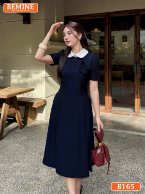 Đầm thiết kế BEMINE cổ sen đính hoa dáng chữ A B165