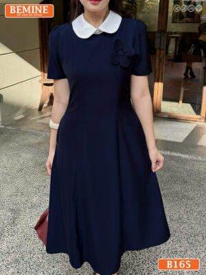 Đầm thiết kế BEMINE cổ sen đính hoa dáng chữ A B165
