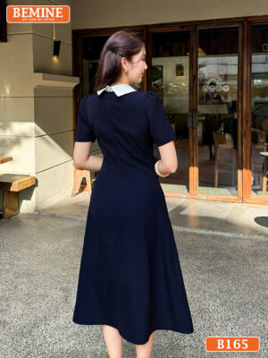 Đầm thiết kế BEMINE cổ sen đính hoa dáng chữ A B165