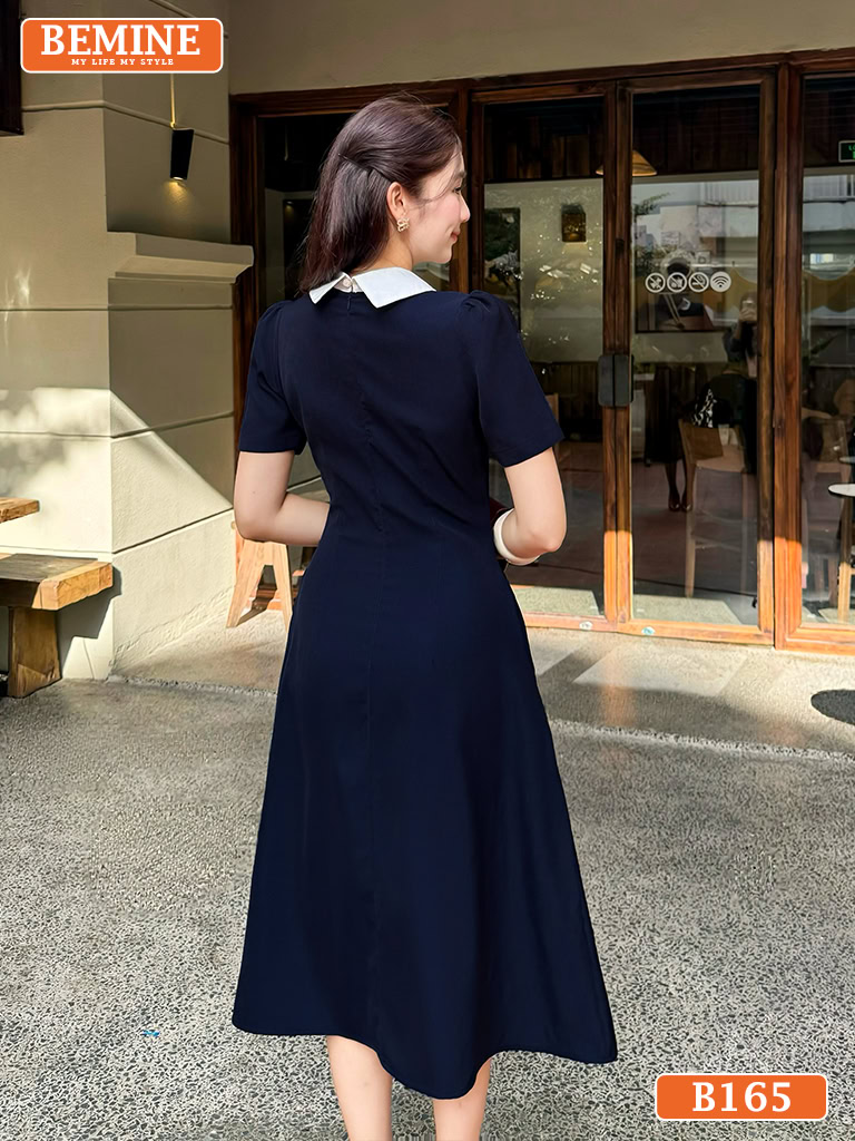 Đầm thiết kế BEMINE cổ sen đính hoa dáng chữ A B165