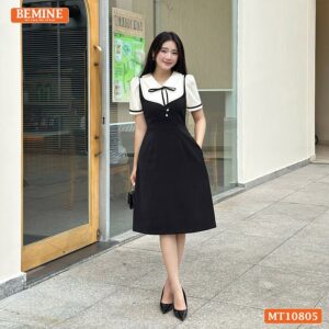 Đầm thiết kế BEMINE cổ sen giả yếm MT10805