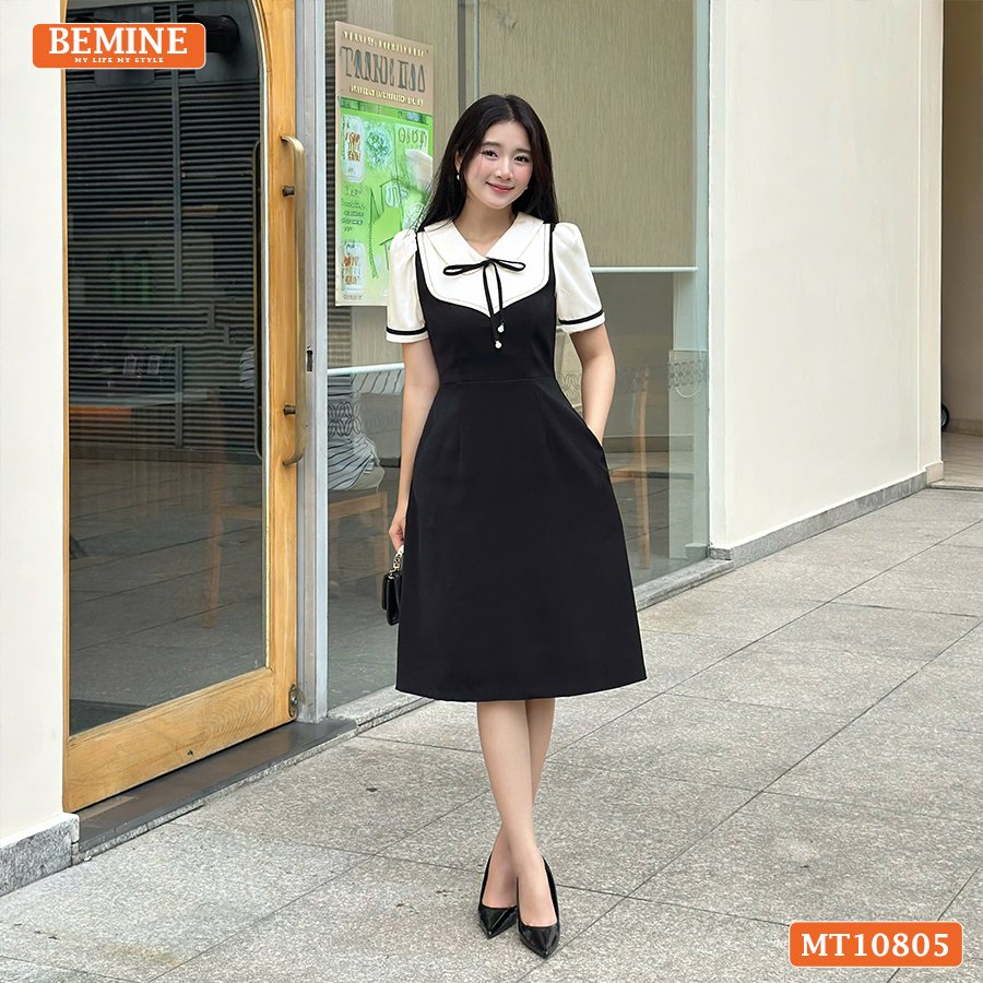 Đầm thiết kế BEMINE cổ sen giả yếm MT10805