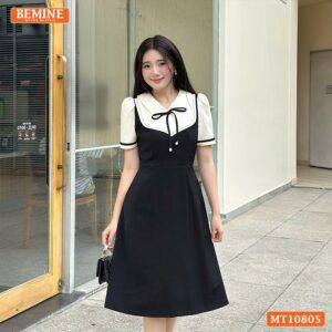 Đầm thiết kế BEMINE cổ sen giả yếm MT10805