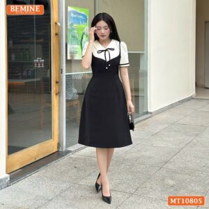 Đầm thiết kế BEMINE cổ sen giả yếm MT10805