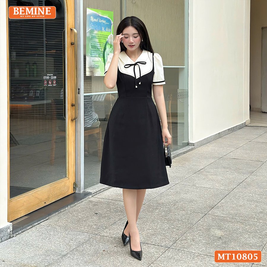 Đầm thiết kế BEMINE cổ sen giả yếm MT10805