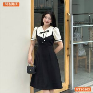 Đầm thiết kế BEMINE cổ sen giả yếm MT10805