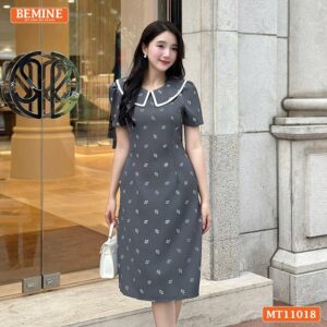 Đầm thiết kế BEMINE cổ thủy thủ váy in hoa MT11018