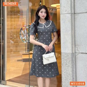 Đầm thiết kế BEMINE cổ thủy thủ váy in hoa MT11018