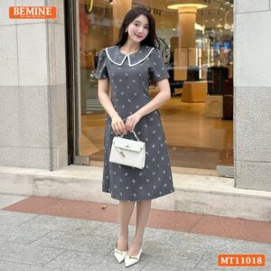 Đầm thiết kế BEMINE cổ thủy thủ váy in hoa MT11018