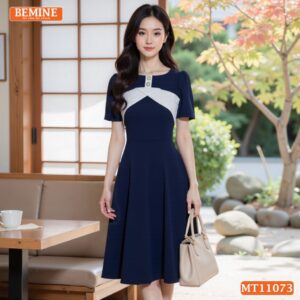 Đầm thiết kế BEMINE cổ thuyền đính cúc MT11073