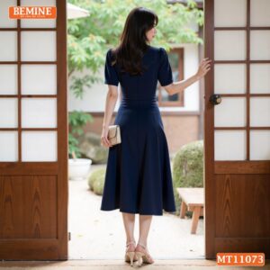 Đầm thiết kế BEMINE cổ thuyền đính cúc MT11073