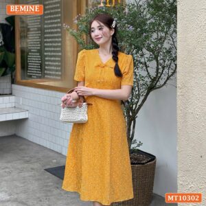 Đầm thiết kế BEMINE cổ tim đính nơ MT10302