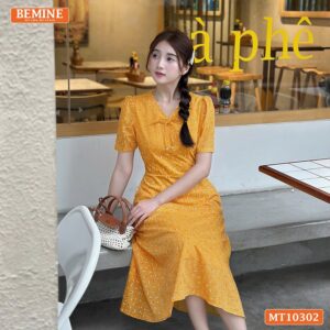 Đầm thiết kế BEMINE cổ tim đính nơ MT10302