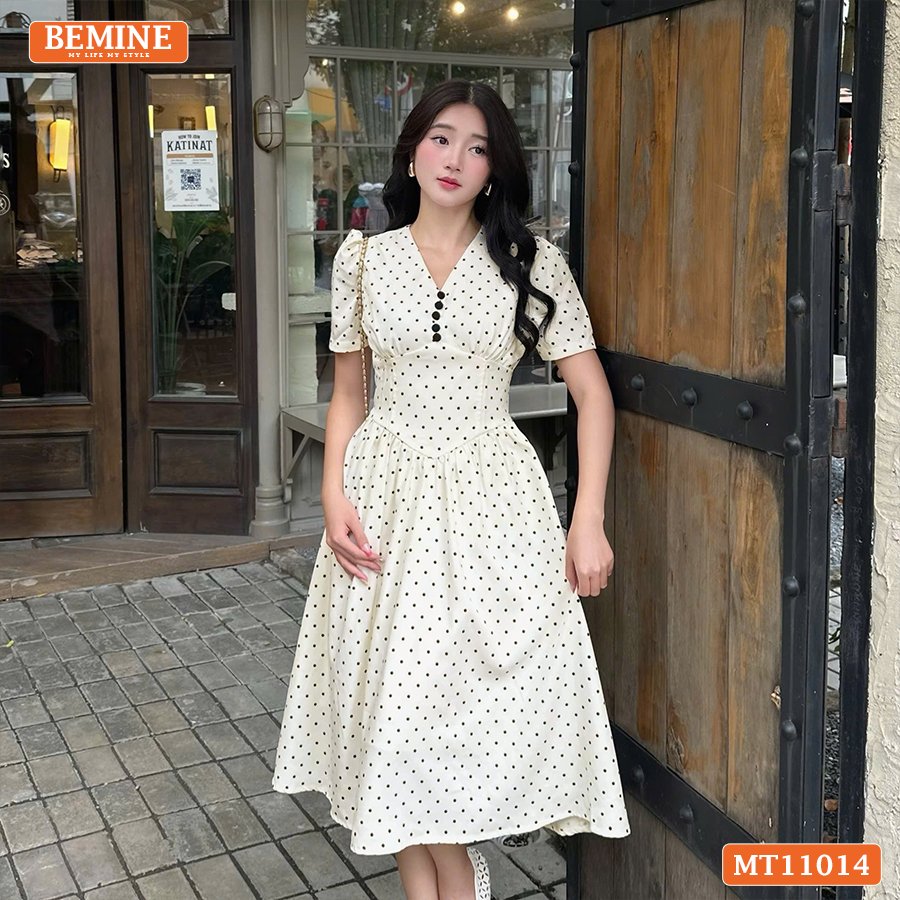 Đầm thiết kế BEMINE cổ tim nhún ngực MT11014
