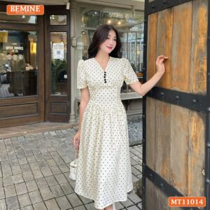 Đầm thiết kế BEMINE cổ tim nhún ngực MT11014