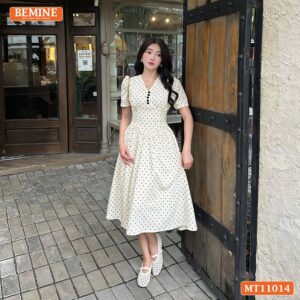 Đầm thiết kế BEMINE cổ tim nhún ngực MT11014