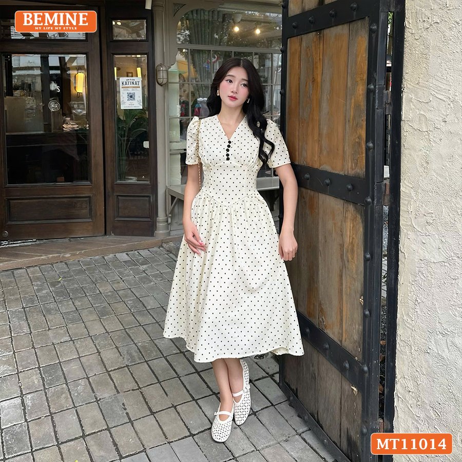 Đầm thiết kế BEMINE cổ tim nhún ngực MT11014