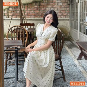 Đầm thiết kế BEMINE cổ tim nhún ngực MT11014