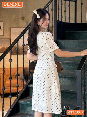 Đầm thiết kế BEMINE cổ tròn váy chấm bi MT11067