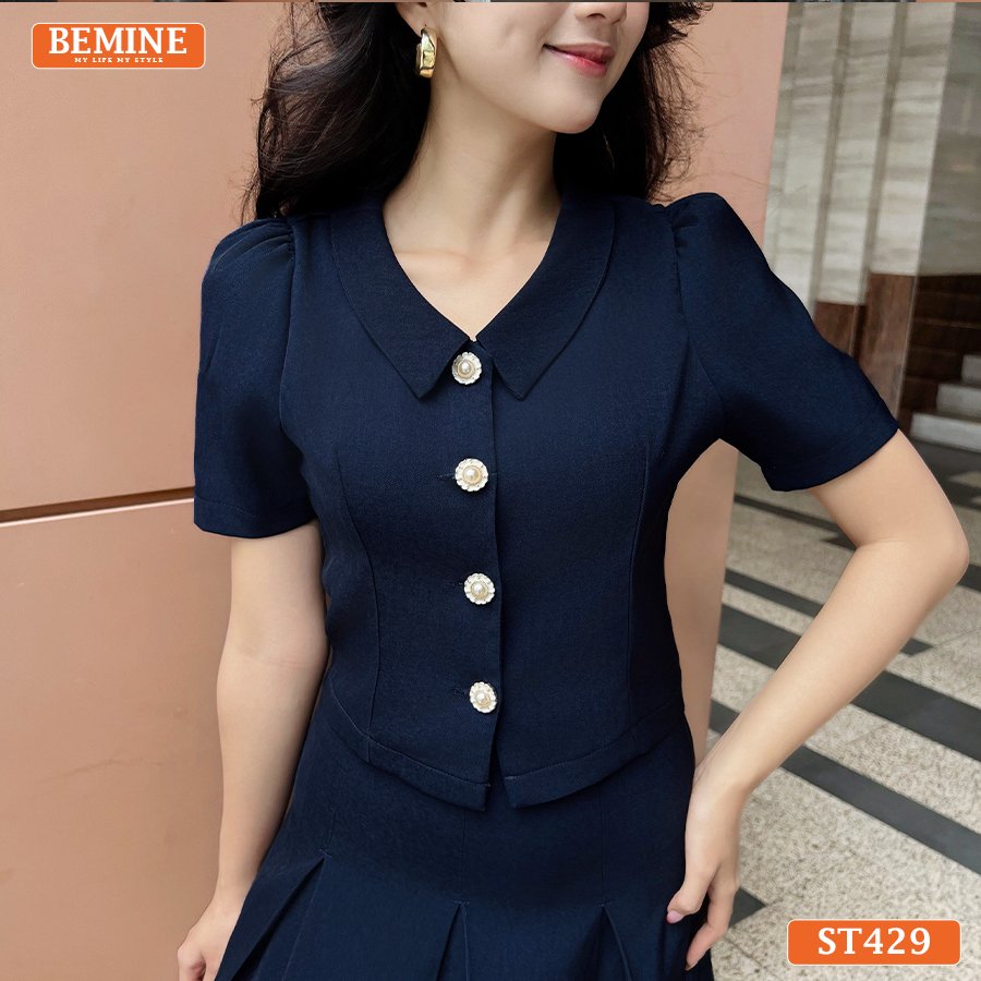 Set thiết kế BEMINE cổ đức chân váy xếp ly ST429