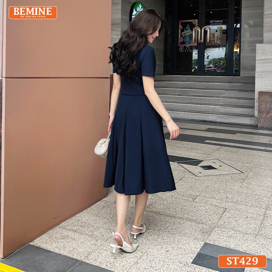 Set thiết kế BEMINE cổ đức chân váy xếp ly ST429