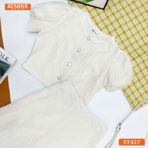 Set thiết kế tơ voan BEMINE áo chân váy dài ST427