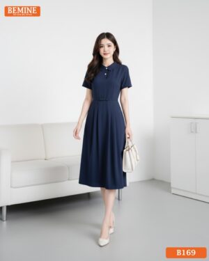 Đầm thiết kế BEMINE B16 cổ đức phối bèo, dáng chữ A che khuyết điểm, phù hợp cho văn phòng