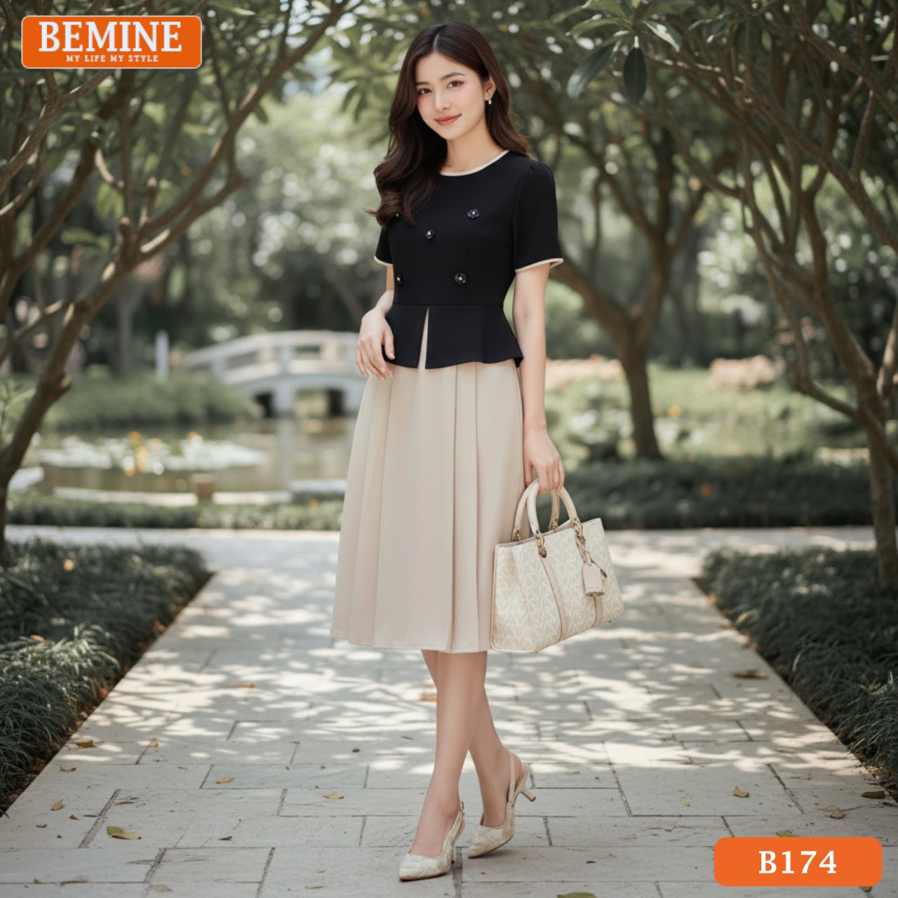 Đầm thiết kế BEMINE Peplum Công Sở Dáng Chữ A Cổ Tròn B174 Đầm thiết kế BEMINE Peplum B174, cổ tròn, dáng chữ A, lý tưởng cho trang phục đi làm hàng ngày