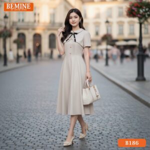 Váy thiết kế BEMINE B181 cổ sơ mi dáng suông sang trọng đi làm đi chơi