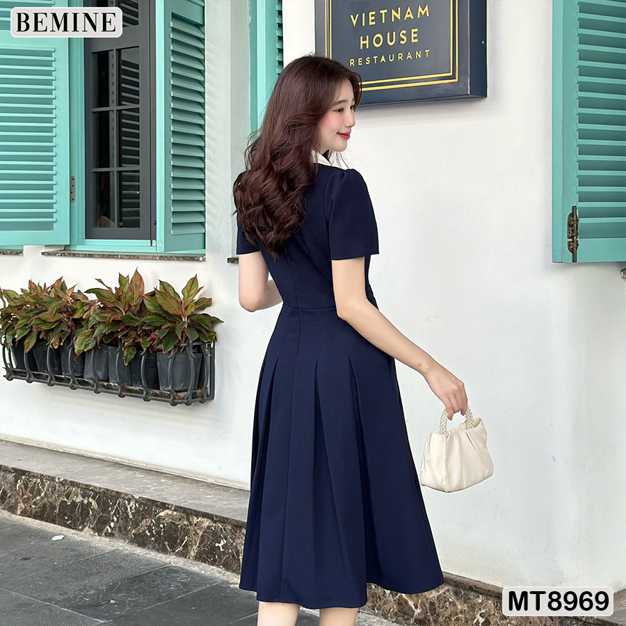 Đầm công sở MT8969 BEMINE cổ sen tay phồng ngọt ngào