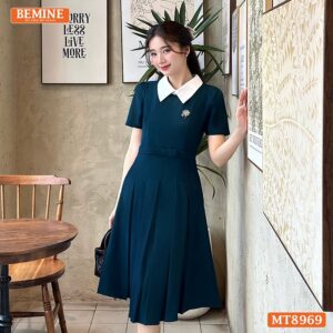Đầm thiết kế cổ sen MT8969 BEMINE đen thanh lịch cho nàng công sở