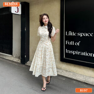Đầm thiết kế BEMINE B197 thêu hoa thủ công tỉ mỉ.