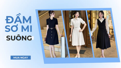 Các Mẫu Đầm Sơ Mi Suông Thanh Lịch Chuẩn Form Hàn Quốc hình ảnh