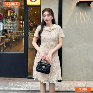Đầm thiết kế BEMINE T100 chất liệu cao cấp, đứng form, giúp tôn vinh vóc dáng người mặc.