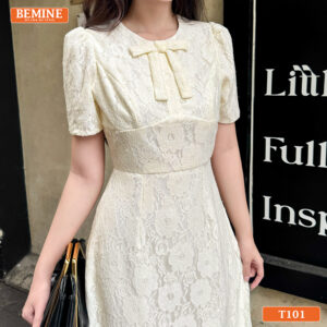 Người mẫu diện đầm BEMINE T101 dáng chữ A, phong cách thời trang dự tiệc quý phái.