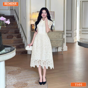 Người mẫu diện đầm BEMINE T105 cao cấp đi tiệc sang trọng.