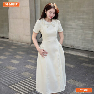 Đầm thiết kế BEMINE T108 cao cấp dáng dài, điểm nhấn cổ đức đính đá sang trọng cho buổi tiệc.