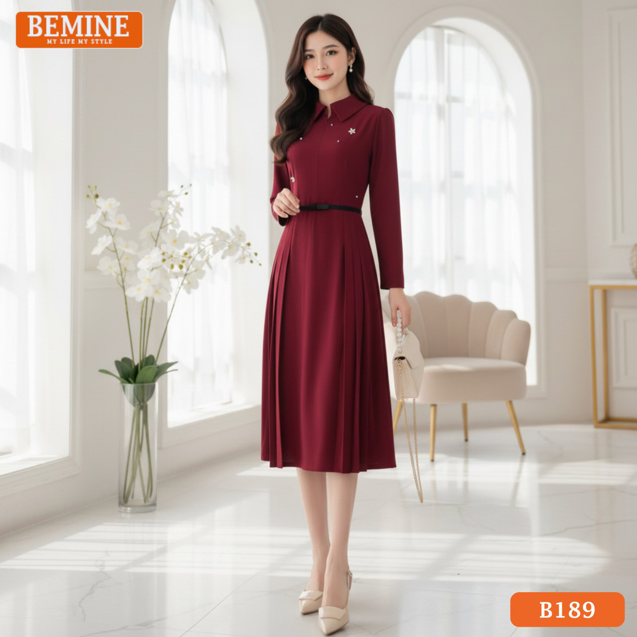 Đầm xòe xếp ly nhẹ nhàng nữ tính tạo nét duyên bục giảng