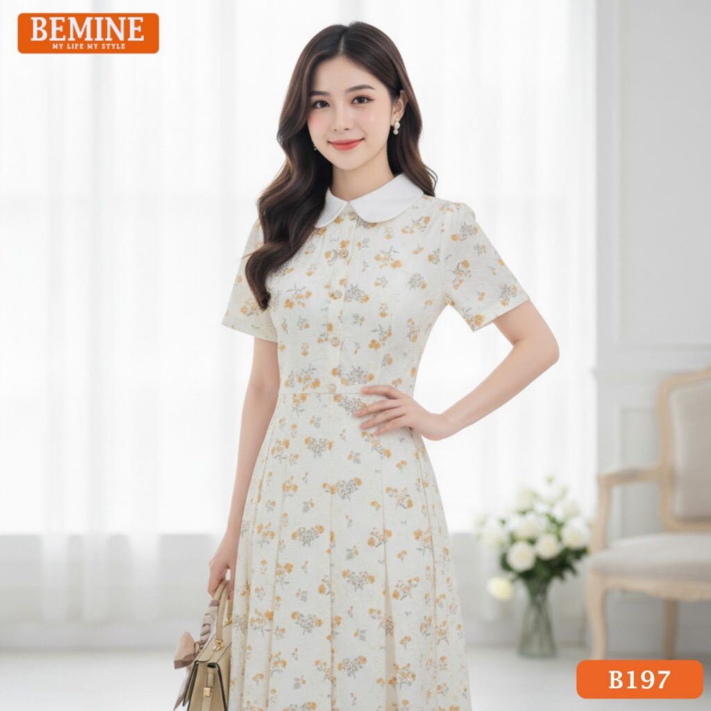 Top 10+ Mẫu Váy Xòe Liền Thân Công Sở Đẹp Cho Các Cô Nàng Đầm thiết kế BEMINE Dáng Chữ A Công Sở Cổ Sen Thêu Hoa B197