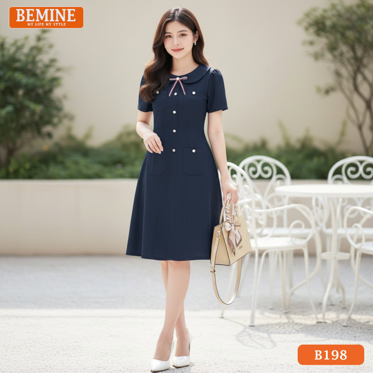 Người có chiều cao khiêm tốn có nên mặc đầm công sở dáng xòe dài qua gối cho người u40 không?