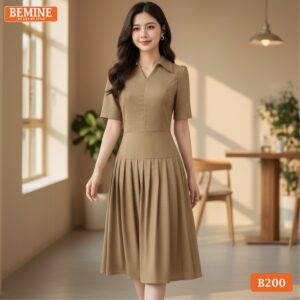 Mẫu đầm đi chơi BEMINE B200 tùng váy xếp ly thanh lịch.