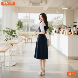 Ảnh chụp toàn thân đầm BEMINE B201, thiết kế tôn dáng giúp người mặc tự tin và chỉn chu hơn.